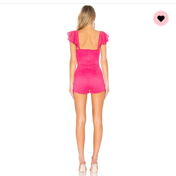 NWOT REVOLVE BY THE WAY. HOT PINK LACE ROMPER S - Picture 8 of 16